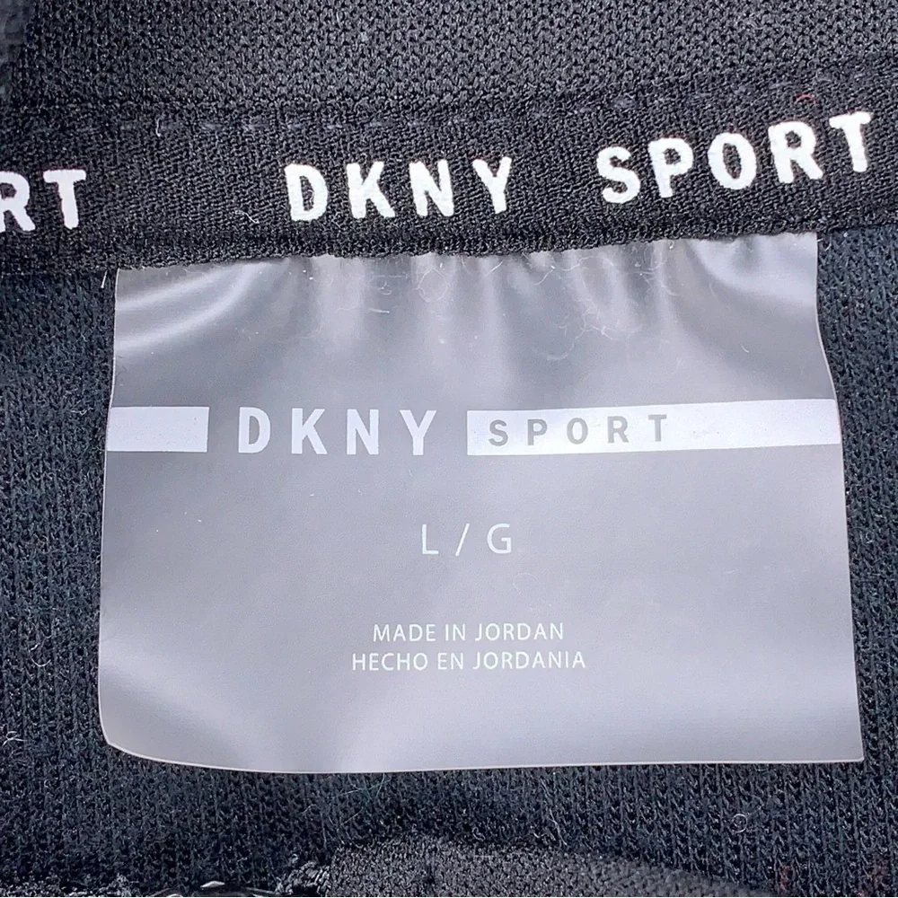 Large DKNY Sport Colorblock Athletic Jacket Golf Black White Blue Zip Collar